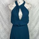 Yumi Kim  Keyhole Halter Starlet Teal High Slit Maxi Cocktail Gown NWT Photo 4