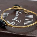 Onyx Bourbon and Bowties Women’s Black  Gold Plated Wire Wrapped Bangle Bracelet Photo 2