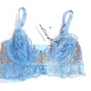 For Love & Lemons NWT  Small daisy lace long line Bra sky blue Photo 1