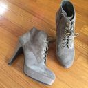 INC  Perry Taupe Combat Lace Up Bootie Heels EUC Photo 1