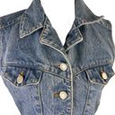 Vintage Blue Red Lodge  Button Front Sleeveless Denim Jean Vest Size Medium Photo 1