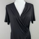 Karen Kane  Solid Black Faux Wrap V-Neck Short Sleeve Midi Dress Size XL Photo 5