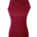 Tahari  Maroon Turtleneck Sleeveless Tunic Sweater Wool & Yak Hair Blend Size M Photo 4