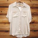 Dissh NWT  Simone Satin Short Sleeve Button Front Blouse Top Photo 2