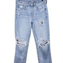 American Eagle  Ripped Low-Rise Baggy Straight Jean Blue Denim Women's Size 2 Photo 1