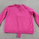 ee:some  Womens Back Tie Sweater Medium Pink Eyelash Faux Fur Ribbed Trim NEW Photo 9