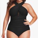 You Dian Women's Swimsuits One Piece Tummy Control Front Cross Backless Swimsuit Photo 0