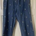 kim rogers Kim Roger Denim Cropped / Capri Sunflower Embroidered Pants Size 14 (S5) Photo 0