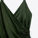 ZARA Draped Lingerie Style Emerald Forest Green Midi Dress  Photo 5