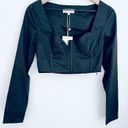 Meshki Black Long Sleeve Cropped Zahara Corset Shirt Blouse Top S Photo 2