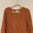 Coldwater Creek  Size Petite Large Orange Linen Blend Crochet Hem Sweater Photo 1