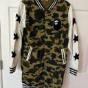 Bape A Bathing Ape Green Camo Womens Long Varsity Jacket Size S Coat （RARE） Photo 0