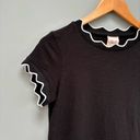 Cinq à Sept  Eve Scalloped Tee Shirt in Black XS Photo 4