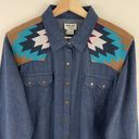 Ariat Womens Blue Southwestern Tapestry Real Vivacious Chambray Button Up Top Photo 4