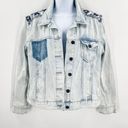 Rock & Republic  Bleached Hitchiker Denim Aztec Distressed Jean Jacket Large Photo 0