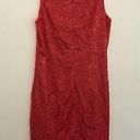 Vince Camuto  Coral Pink Orange Floral Lace Panel Sleeveless Mini Sheath Dress 4 Photo 7