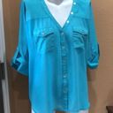 Black Rainn  blue 3/4 sleeve blouse Photo 2