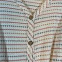 Paper Crane Women's  Stripe Gray Pink Tie Front Knit Button Down Top Size Large Photo 4