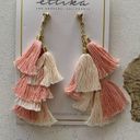 Ettika  x Revolve Pink Fringe Tassel Statement Boho Dangle Earrings Photo 1