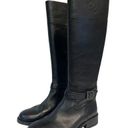 Vince Camuto  Riding Boots Womens 6.5 Flavian Leather High Logo Buckle Zipper Blk Photo 1