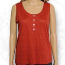 Joie  100% Linen Button Front Tank Top Burnt Rust Orange Size L Photo 0