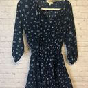 Entro  navy blue floral v neck lined ruffle tiered mini dress size Medium Photo 6