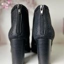 American Eagle  Black Faux Leather Peep-toe Block Heel Booties Photo 4