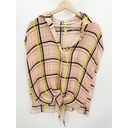 Nicole Miller  Artelier Pink Plaid Tie Front Collared Shirt Women's Size Small S Photo 0