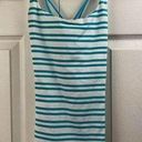 Lululemon  Athletic Workout Tank Blue White Striped Est Size 4 Built In Bra EUC Photo 0