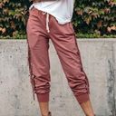 Kittenish  luxe lounge fringed drawstring joggers in blush size S Photo 0