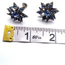 Vintage Blue  Rhinestone Swirl Snowflake Screw Back Earrings clip on Photo 3
