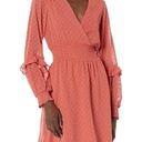 Angie Women's Sunset Coral Swiss Dot Ruffle Boho Short Mini Dress Size Medium Photo 1