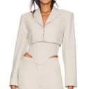 H:ours  Amira Crop Blazer Gray White MEDIUM Bolero Padded Shoulder Designer NEW Photo 1