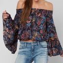 Free People Free Spirited Off The Shoulder Top Bell Sleeve Boho Floral Blouse XS Photo 0