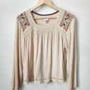 Knox Rose L neutral embroidered sleeve flowy blouse Photo 0