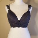 Aerie NWT!  Gray Blue Deep Plunge Lace Floral Polka Dot Split Strap Bra 34D Photo 0