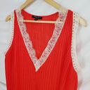 Romeo + Juliet Couture  Red Sleeveless Sheer Tank Top Lace trim shirt, L (A-5) Photo 2