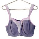 Panache  Sport Bra Gray Purple 38DD Underwire J Hook Racerback Hi Impact Photo 1