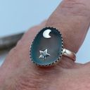 The Moon  & Star Sea Tumbled Sea Foam Sea Glass Sterling Silver Ring Size 10 Photo 5