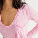 Free People  We The Free Betty Long Sleeve Tee Pink Slouchy Deep Scoop Neckline M Photo 1