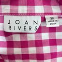 Joan Rivers  Pink Gingham Plaid Boyfriend 3/4 Sleeve Button Down Shirts Size 3X Photo 8