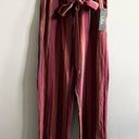 Lulus NWT  Renfroe Burgundy Striped Pants Paper Bag Wide Leg Raw Hem Belted XS Photo 5