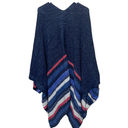 BCBGMAXAZRIA New BCBG Maxazria Poncho Ruana Sweater Navy Blue Teal striped One size NWT Photo 5