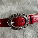 Coldwater Creek  Red Silver Leather Statement Belt Size XL Photo 3