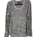 Lane Bryant  Sweater Women 22/24 Black White Marled Texture Knit Long Bell Sleeve Photo 0