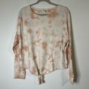 Loft  Outlet Bleach Dyed Peach White Tie Front Sweatshirt Women's M Photo 0