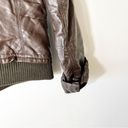 Hollister  Vegan Leather Brown Bomber Jacket Women’s Size Large Zip Front Top Gun Photo 10