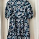 Uniqlo x Paul & Joe Navy Blue Floral Print Button Down Puff Sleeve Tiered Dress Photo 3