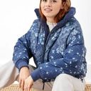 American Eagle AEO  Chill Blue Paisley Floral Reversible Puffer Jacket Size M Photo 0