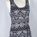 Hot Kiss Tribal Elephant Tank Top Size XL Juniors Black and White Photo 2